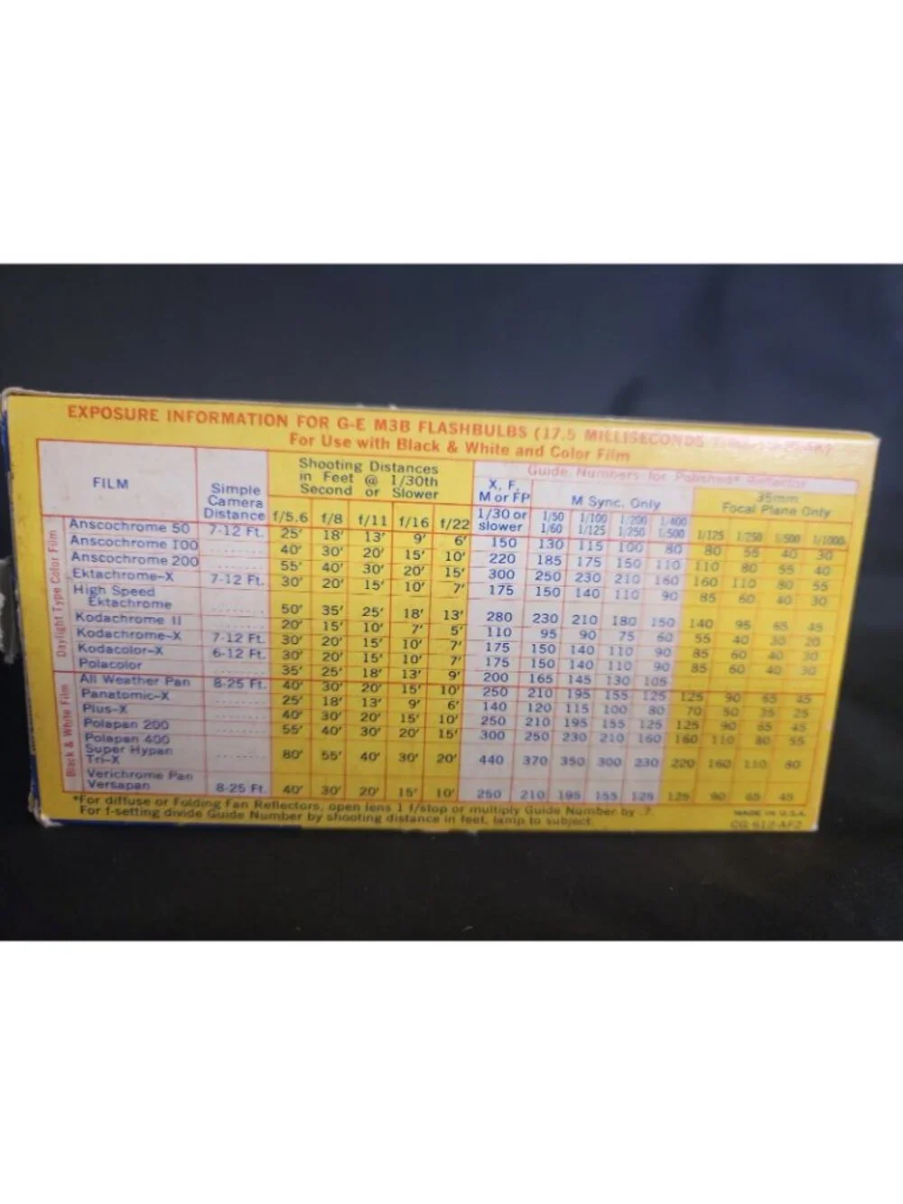 Vintage GE Power Mite Flashbulbs M3B Blue Bulbs 1 Box 12 Bulbs